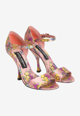 Keira 105 Satin Sandals with Little Flowers Print