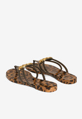 Beachwear Slides with Logo and Leopard-Print