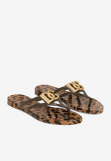 Beachwear Slides with Logo and Leopard-Print