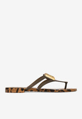 Beachwear Slides with Logo and Leopard-Print