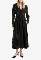 Long Double-Breasted Cordonetto Lace Coat