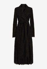 Long Double-Breasted Cordonetto Lace Coat