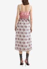 Midi Skirt with Floral-Bouquet Print