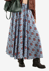 Small Rose-Print Charmeuse Circle Skirt
