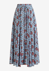 Small Rose-Print Charmeuse Circle Skirt
