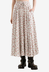 Small Rose-Print Charmeuse Circle Skirt
