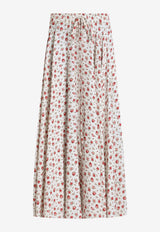 Small Rose-Print Charmeuse Circle Skirt