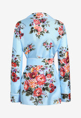 Flower Bouquet-Print Silk Vanity Shirt