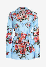 Flower Bouquet-Print Silk Vanity Shirt