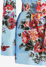 Flower Bouquet-Print Silk Vanity Shirt
