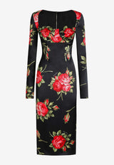 Rose Bouquet-Print Sheath Dress