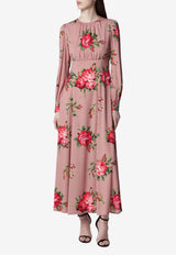 Midi Dress with Bouquet-Print