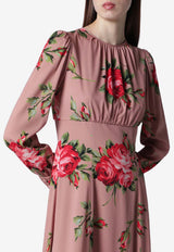 Midi Dress with Bouquet-Print
