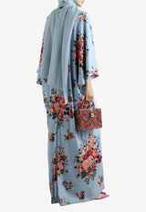 Flower Bouquet-Print Maxi Charmeuse Dress