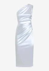 One-Shoulder Dress in Stretch Satin