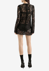 Mini Lace Dress with 3D-Flower