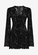 Mini Lace Dress with 3D-Flower