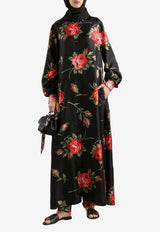 Rose Bouquet-Print Maxi Dress