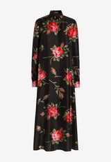 Rose Bouquet-Print Maxi Dress