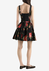Rose Bouquet-Print Bustier Top