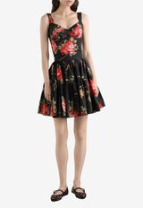 Rose Bouquet-Print Bustier Top