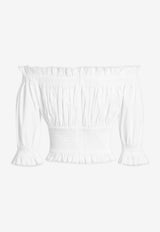 Off-Shoulder Gathered Cropped Top