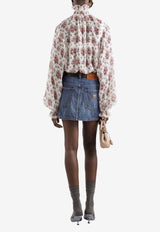 Small Flower Bouquets-Print Chiffon Top