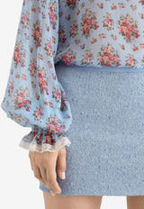 Small Flower Bouquets-Print Chiffon Top