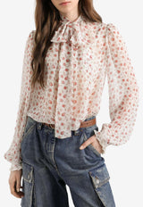 Small Rose-Print Chiffon Top