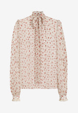 Small Rose-Print Chiffon Top