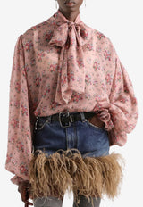 Small Flower Bouquets-Print Chiffon Top