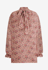 Small Flower Bouquets-Print Chiffon Top