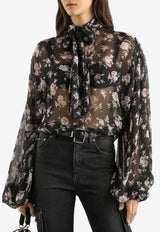 Vintage Rose-Print Chiffon Top
