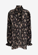 Vintage Rose-Print Chiffon Top