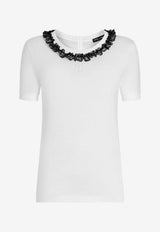 Crewneck T-shirt with Lace and DG Embroidery