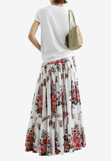 Floral Appliqué Plain Knit T-shirt