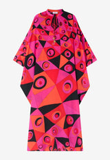 Occhi Print Maxi Silk Kaftan Dress
