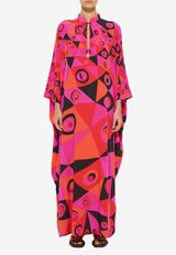 Occhi Print Maxi Silk Kaftan Dress