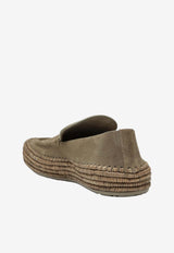Loewe Rio Loafers in Suede and Raffia Gray M616290X15SUE/S_LOEW-1250