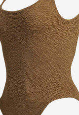 Square-Neck Crinkled One-Piece Swimsuit