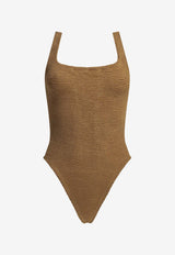 Square-Neck Crinkled One-Piece Swimsuit