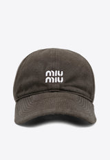 Miu Miu Washed Logo Baseball Cap Brown 5HC3692CR1/T_MIU-F0BMS