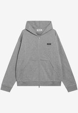 Miu Miu Logo Patch Zip-Up Hooded Sweatshirt Gray MJLA63OOO192D/T_MIU-F0031