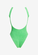 Square-Neck Crinkled One-Piece Swimsuit