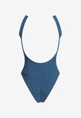 Square-Neck Crinkled One-Piece Swimsuit