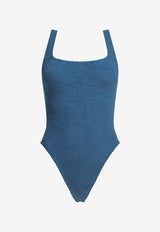 Square-Neck Crinkled One-Piece Swimsuit
