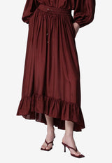 Zimmermann Aster Ruffled Silk Midi Skirt Burgundy 8440SSS261SI/T_ZIMM-ME
