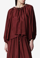 Zimmermann Aster Ruched Silk Blouse Burgundy 8428TSS261SI/T_ZIMM-ME