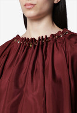 Zimmermann Aster Ruched Silk Blouse Burgundy 8428TSS261SI/T_ZIMM-ME