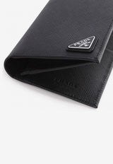 Saffiano Leather Triangle Logo Wallet